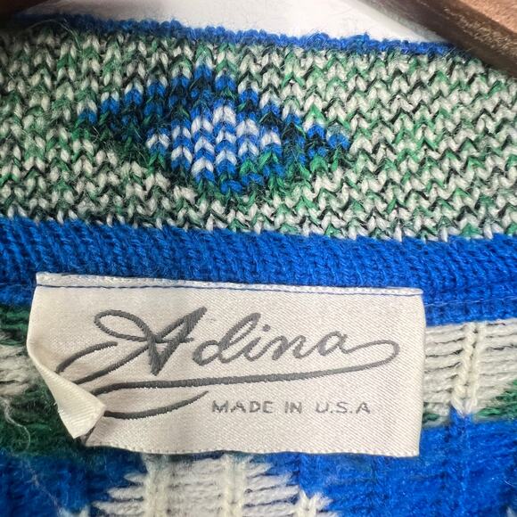 Adina Vintage Sweater Womens Large Colorful Aztec Dopamine Maximalist Cabincore - Picture 4 of 9